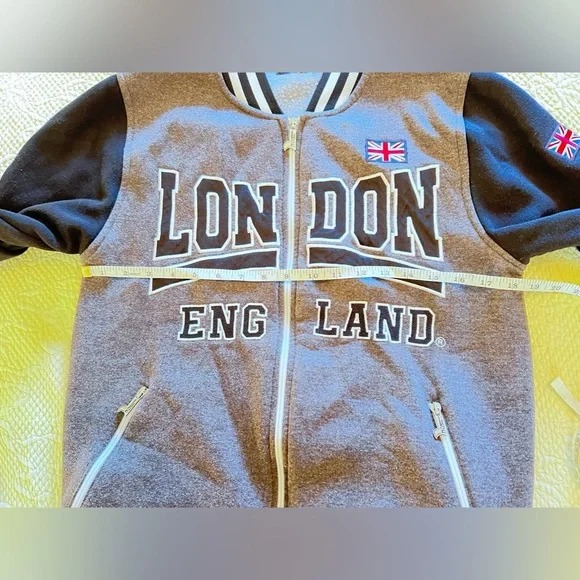 NOS London England Varsity Jacket Black & Gray Size M